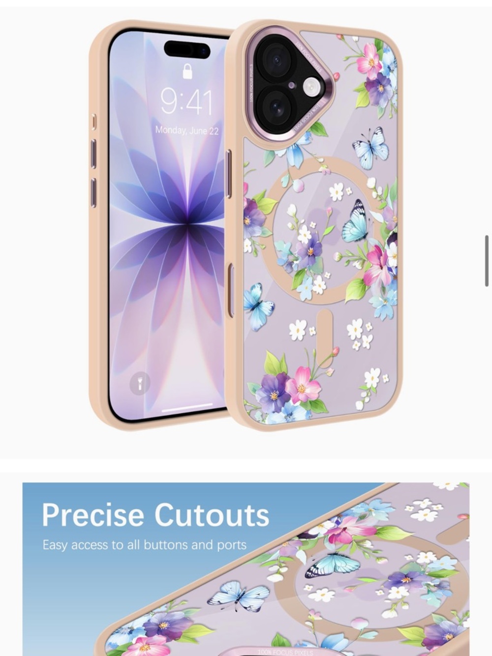 Floral Butterfly Protective Phone Case for iPhone 17 6.3” case anti-scratch